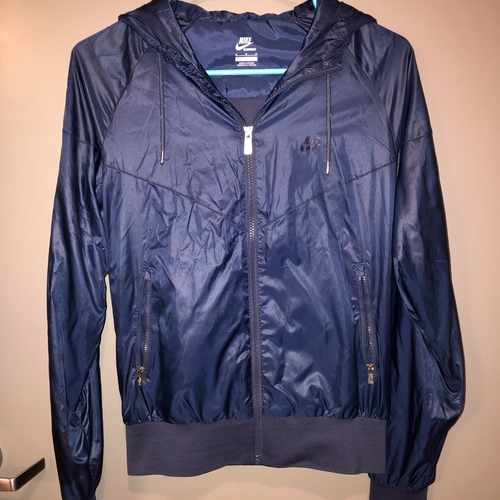 Nike sportswear navy blue rain jacket medium